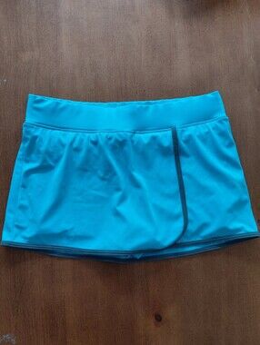 Lands End Blue Active Tennis Skort/skirt Built In Shorts Wrap Front Size 4